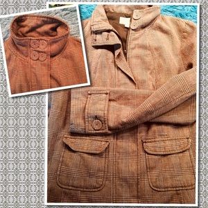 MERONA Brown Plaid Jacket Size M medium coat